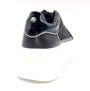 CULT Sneakers PEARL in pelle nera con inserti in rete G25