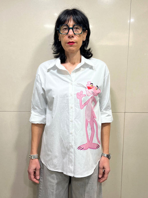 TENSIONE IN Camicia bianca con Pantera Rosa