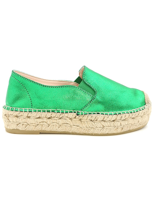 MACARENA Espadrillas platform laminato verde K20