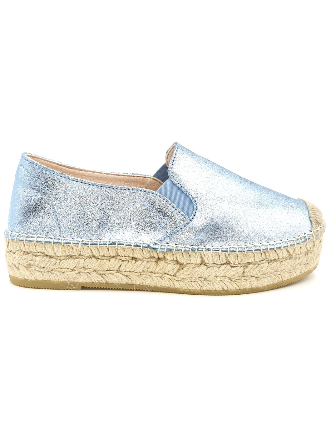 MACARENA Espadrillas platform laminato celeste K18