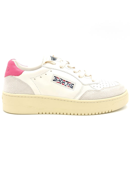 BACK 70 Sneakers stringate in pelle bianco/rosa X8