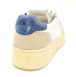 BACK 70 Sneakers stringate in pelle bianco/blu X3