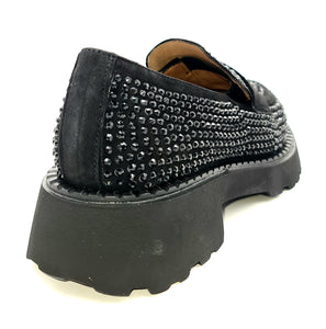 ALBANO Mocassino nero con strass N36