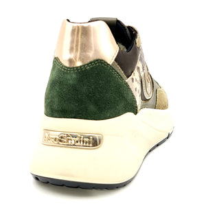 NERO GIARDINI Sneakers pelle e camoscio verde F19