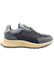 AMBITIUS Sneakers in pelle e tessuto nero L33