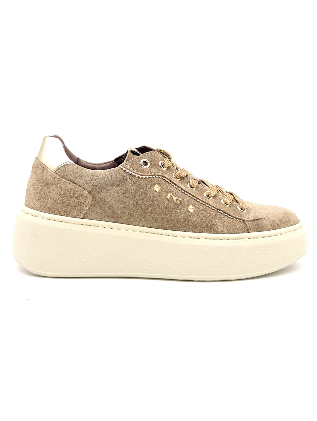 NERO GIARDINI Sneakers in Camoscio e Materiale Tecnico sabbia T64