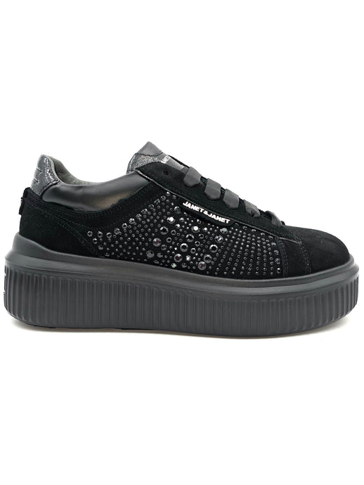 JANET & JANET Sneakers platform nera/strass Q
