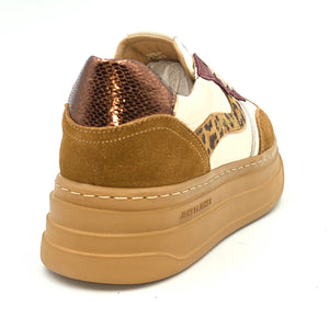 JANET & JANET Sneakers platform beige e cognac U