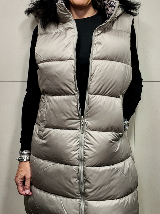 LE STREGHE Piumino Smanicato taupe/animalier