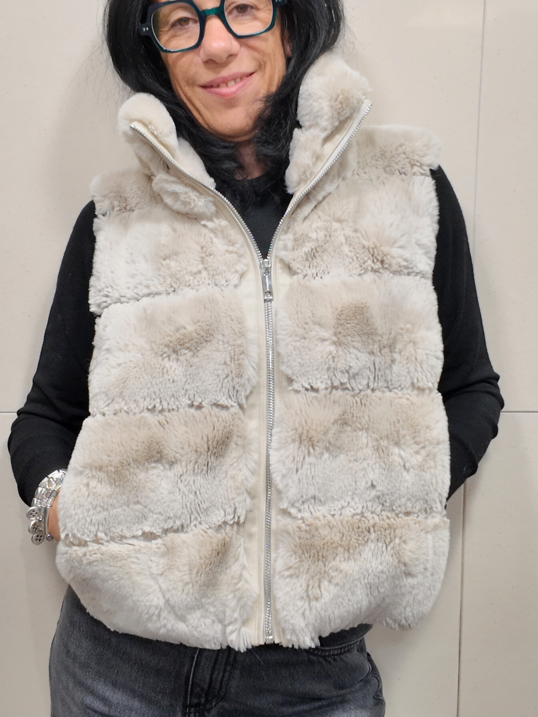 RINO & PELLE May waistcoat Gilet ecopelliccia beige