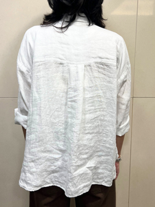 TENSIONE IN Camicia bianca in lino "MON AMOUR"