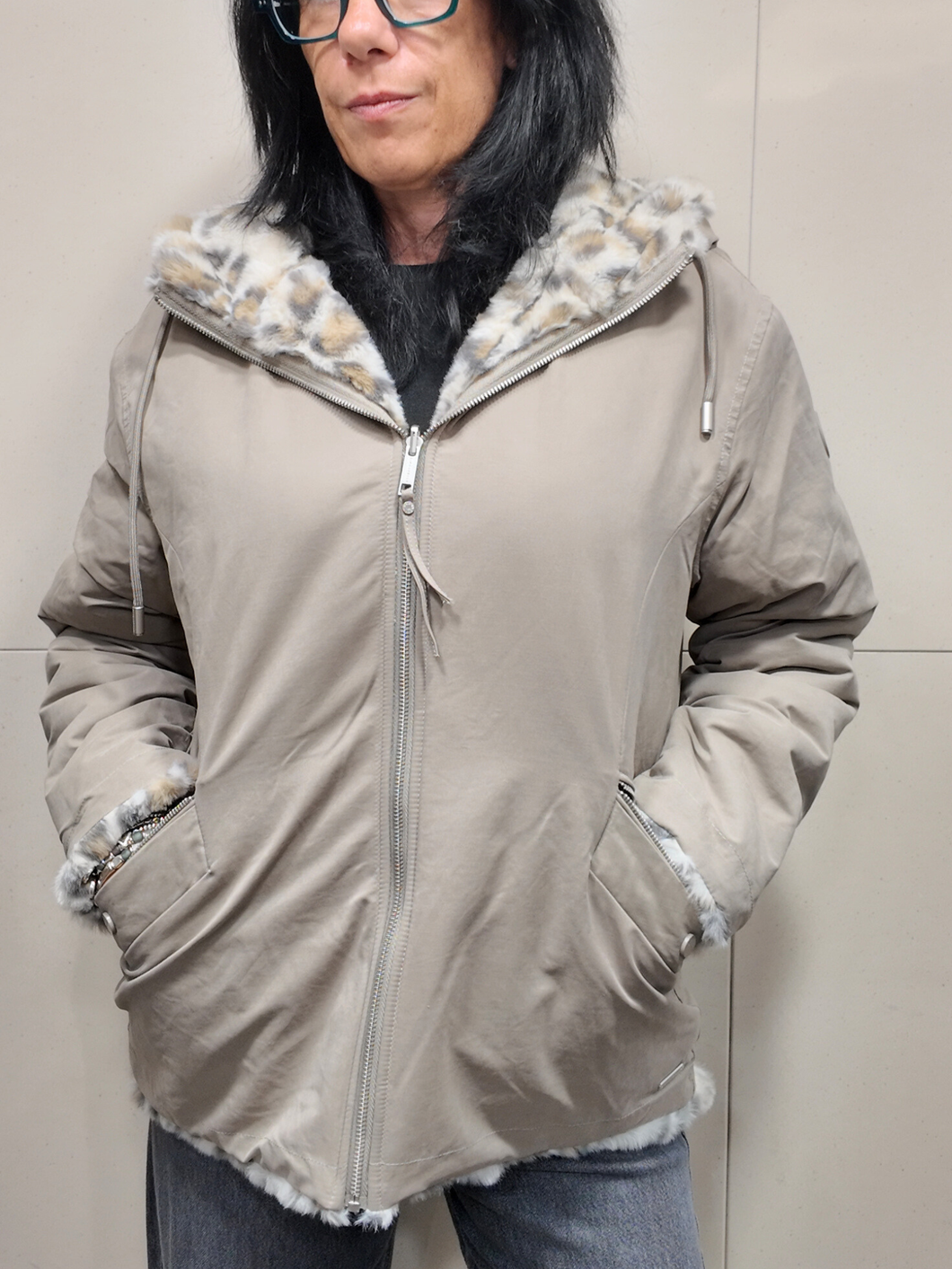 RINO & PELLE Ines reversible jacket kaki/animalier