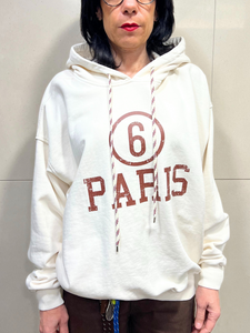 TENSIONE IN Felpa in cotone con cappuccio e scritta "PARIS" beige