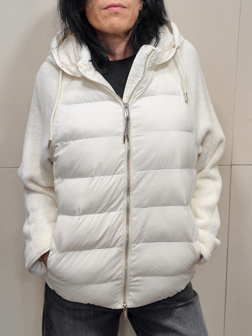 RINO & PELLE Laurie Piumino corto maniche in maglia panna