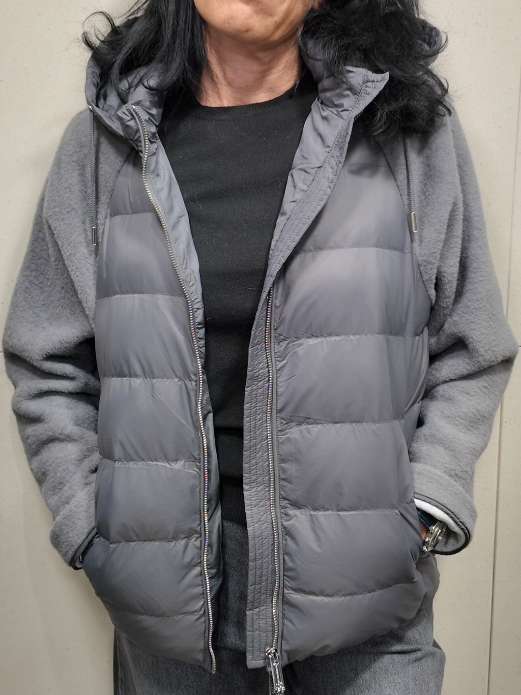 RINO & PELLE Laurie Piumino corto maniche in maglia grigio