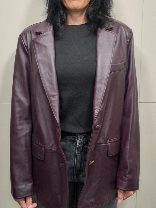 TENSIONE IN - Giacca vinaccia in pelle