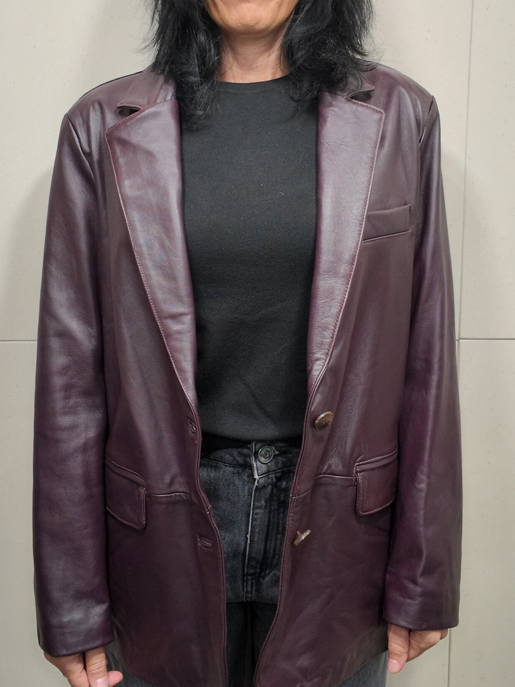 TENSIONE IN - Giacca vinaccia in pelle