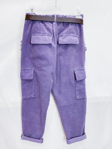 TENSIONE IN | Pantalone cargo in velluto a coste lilla