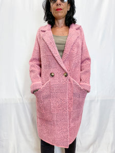 RINO E PELLE | Cappotto in maglia soft doppio petto rosa