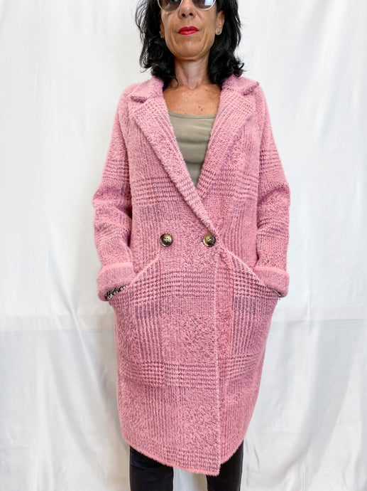 RINO E PELLE | Cappotto in maglia soft doppio petto rosa