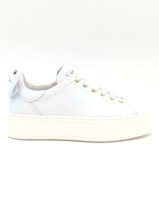 NERO GIARDINI Sneakers platform in pelle bianca con fiocco R16