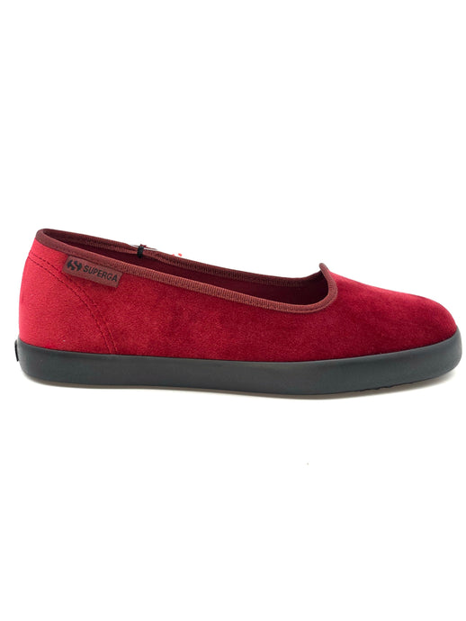 SUPERGA BALLERINA VELVET RED BORDEAUX 22W