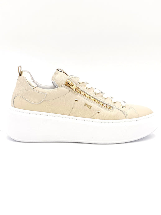 NERO GIARDINI Sneakers platform in pelle beige R10