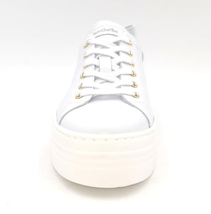 NERO GIARDINI Sneakers platform in pelle bianca con fiocco R16