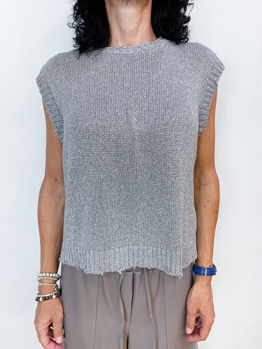 TENSONE IN | MAGLIA GILET LUREX ARGENTO