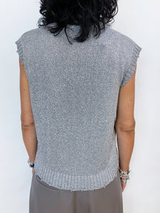 TENSONE IN | MAGLIA GILET LUREX ARGENTO
