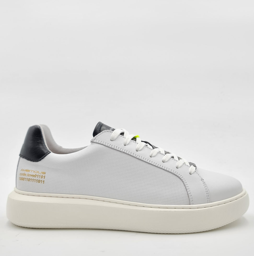 AMBITIUS Sneakers pelle bianco/nero L6