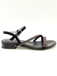 NERO GIARDINI Sandalo flatform con strass nero B89