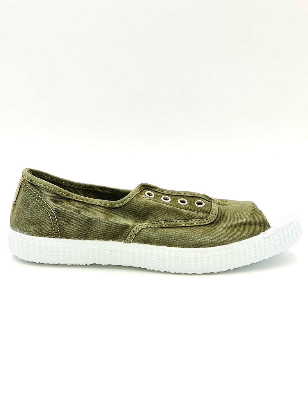 CIENTA Sneakers senza lacci tessuto lavato used verde T1