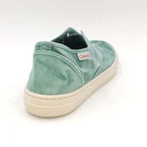 CIENTA Sneakers senza lacci tessuto lavato used verde T8