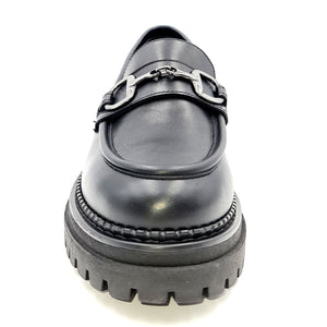 NERO GIARDINI Mocassino con morsetto in pelle nero H74