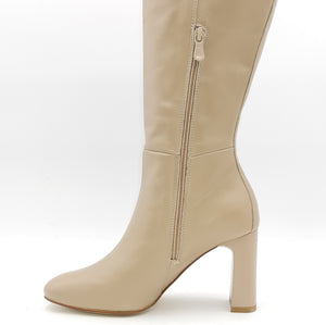 NERO GIARDINI Stivale forma quadra in pelle beige H117
