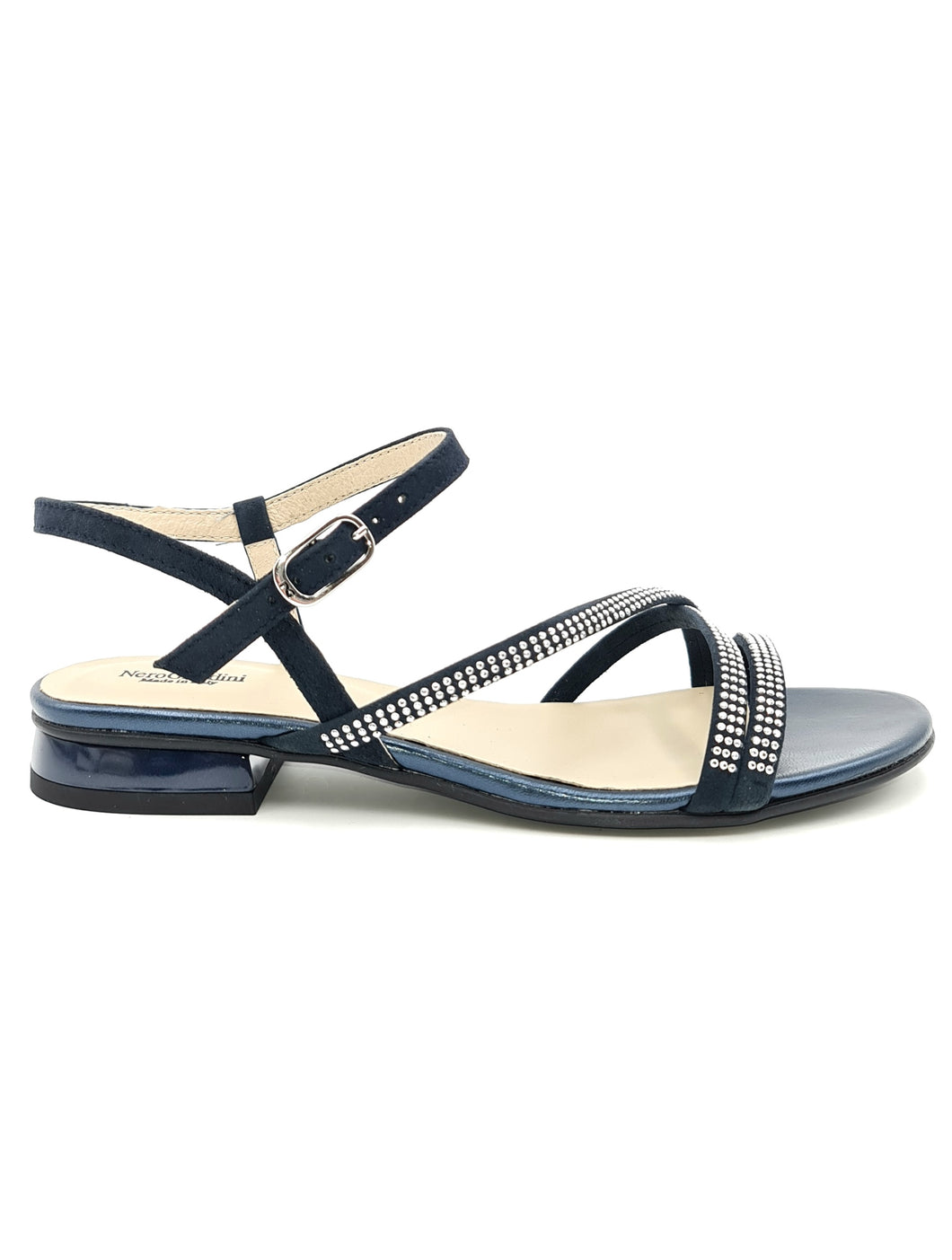 NERO GIARDINI Sandalo flatform con strass blu B91