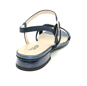 NERO GIARDINI Sandalo flatform con strass blu B91