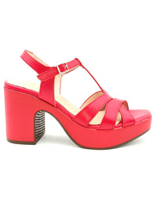 WONDERS Sandalo con cinturino in pelle rosso Q77