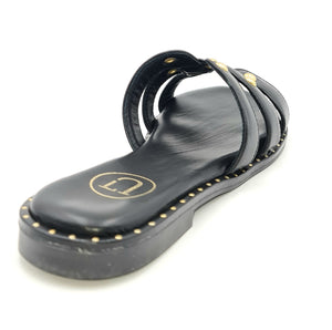 UNLACE  Sandalo slide flat con borchie nero FD14
