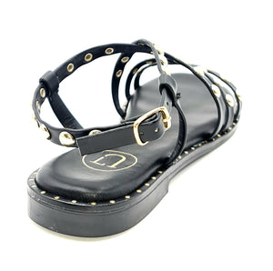 UNLACE  Sandalo flat con borchie nero FD18
