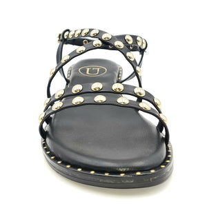 UNLACE  Sandalo flat con borchie nero FD18