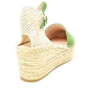 MACARENA Espadrillas platform con cinturino camoscio verde K27