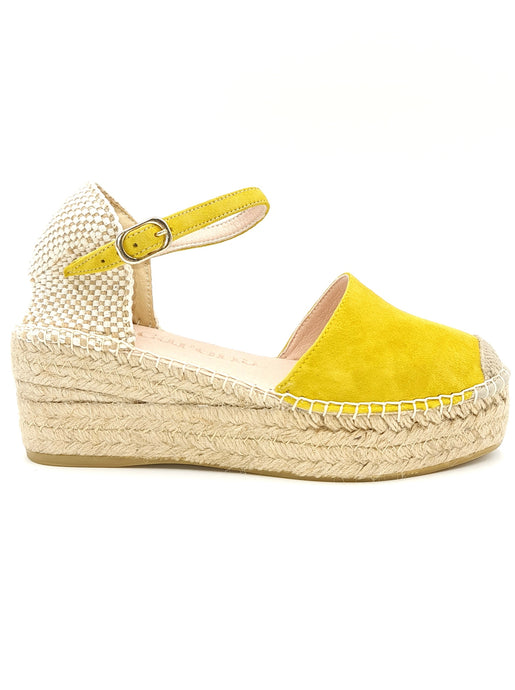 MACARENA Espadrillas platform con cinturino camoscio giallo K26