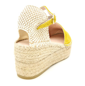 MACARENA Espadrillas platform con cinturino camoscio giallo K26