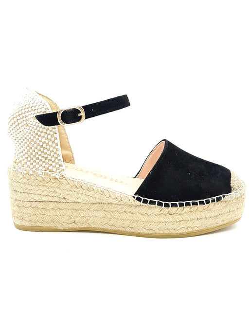 MACARENA Espadrillas platform con cinturino camoscio nero K24