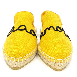 MACARENA Espadrillas sabot flatform giallo ricamo K31