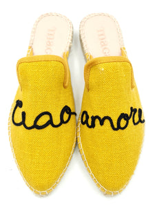 MACARENA Espadrillas sabot flatform giallo ricamo K31