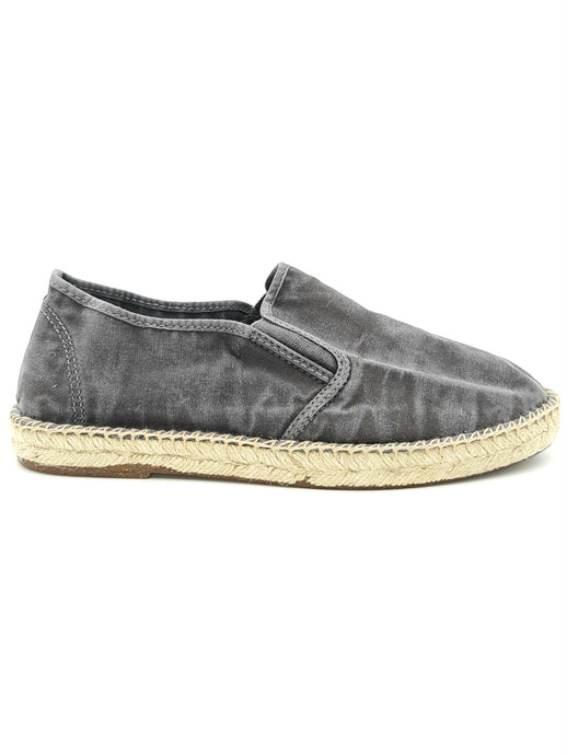 NATURAL WORLD Espadrillas in tessuto lavato used nero T13