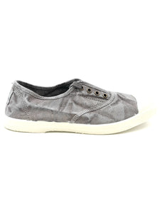 NATURAL WORLD Sneakers senza lacci tessuto lavato used grigio T15